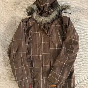 Women's Brown Plaid Ski Jacket